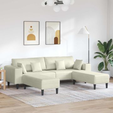 vidaXL Sofa su pagalve 3 pcs Kreminė Aksomas