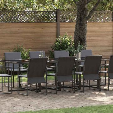 vidaXL Sodo valgomojo komplektas 11 pcs Juoda Plienas