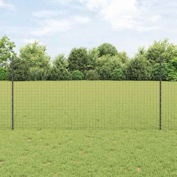 vidaXL Tvora su stulpais Pilka 1,2 x 25 m Plienas ir PVC