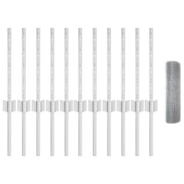 vidaXL Tvora su stulpais Sidabro 0,4 x 25 m Plienas