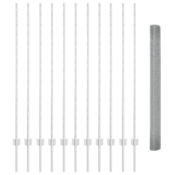 vidaXL Tvora su stulpais Sidabro 1,4 x 25 m Plienas