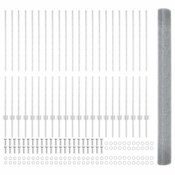 vidaXL Tvora su stulpais Sidabro 1,4 x 50 m Plienas