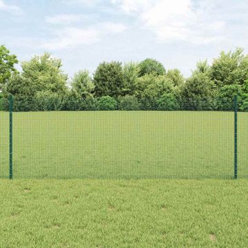 vidaXL Tvora su stulpais Žalia 0,8 x 10 m Plienas ir PVC