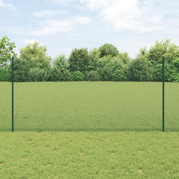 vidaXL Tvora su stulpais Žalia 1,2 x 25 m Plienas ir PVC