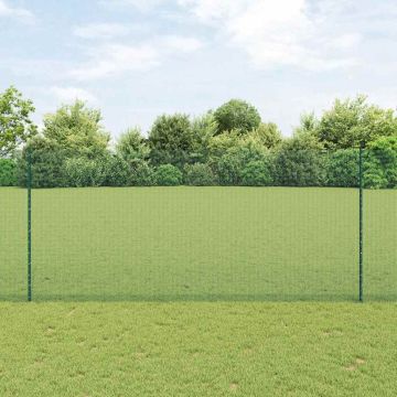 vidaXL Tvora su stulpais Žalia 1,4 x 25 m Plienas ir PVC