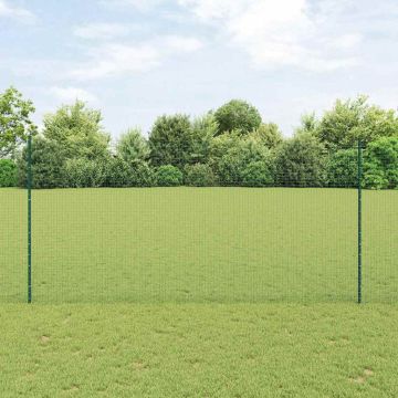 vidaXL Tvora su stulpais Žalia 1,6 x 25 m Plienas ir PVC