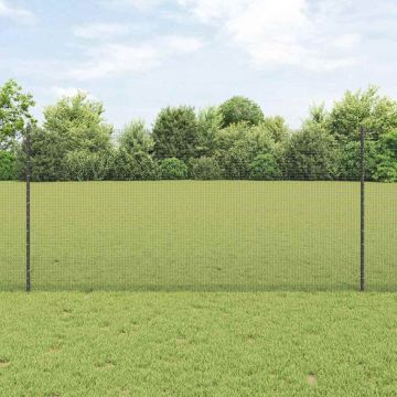 vidaXL Tvora su stulpais Pilka 1,2 x 25 m Plienas ir PVC