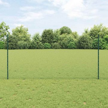 vidaXL Tvora su stulpais Žalia 1,2 x 50 m Plienas ir PVC