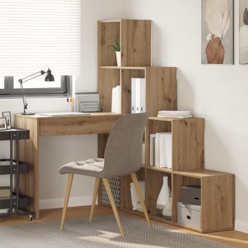 vidaXL Kampinis rašomasis stalas su lentyna Amatininkų ąžuolas