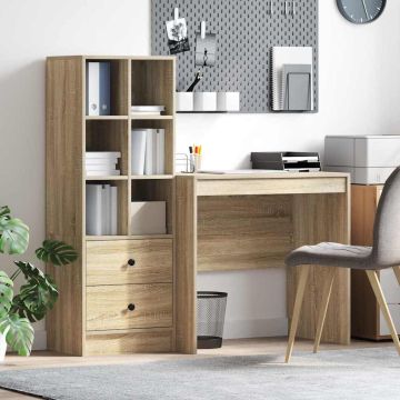 vidaXL Stalas su stalčių 2 pcs Sonoma ąžuolas