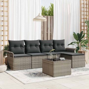 vidaXL Lauko sofa su pagalve 6 pcs Pilka poliratanas