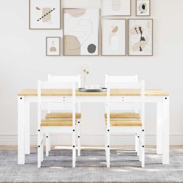 vidaXL Valgomojo komplektas Panama, 5 dalių, balta pušies masyvas