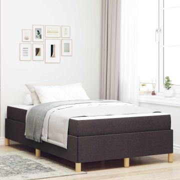 vidaXL Lovos rėmas su čiužiniu Tamsiai rudas 120 x 200 cm audinys