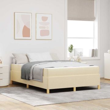 vidaXL Lovos rėmas su čiužiniu Kreminė 140 x 190 cm audinys