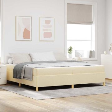 vidaXL Lovos rėmas su čiužiniu Kreminė 200 x 200 cm audinys