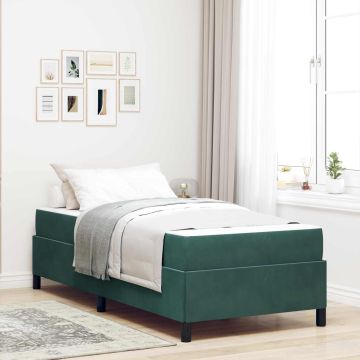 vidaXL Lovos rėmas su čiužiniu Tamsiai žalia 90 x 190 cm audinys