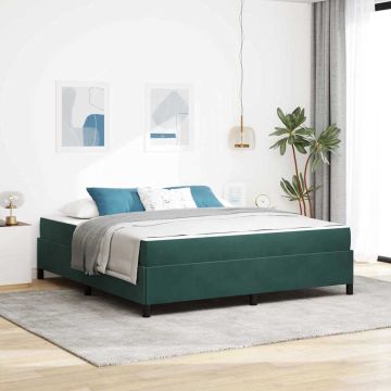 vidaXL Lovos rėmas su čiužiniu Tamsiai žalia 180 x 200 cm audinys
