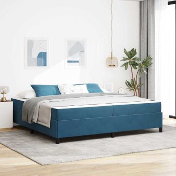 vidaXL Lovos rėmas su čiužiniu Tamsiai mėlyna 200 x 200 cm audinys