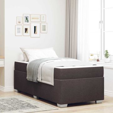vidaXL Lovos rėmas su čiužiniu Tamsiai rudas 100 x 200 cm audinys
