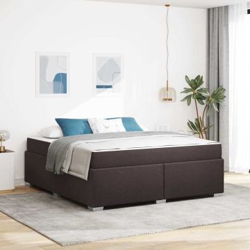 vidaXL Lovos rėmas su čiužiniu Tamsiai rudas 180 x 200 cm audinys