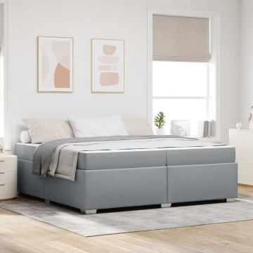 vidaXL Lovos rėmas su čiužiniu Šviesiai pilka 200 x 200 cm audinys