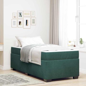 vidaXL Lovos rėmas su čiužiniu Tamsiai žalia 80 x 200 cm audinys