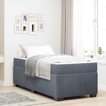 vidaXL Lovos rėmas su čiužiniu Tamsiai pilka 90 x 190 cm audinys