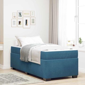 vidaXL Lovos rėmas su čiužiniu Tamsiai mėlyna 100 x 200 cm audinys