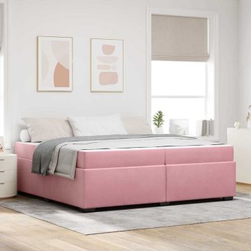 vidaXL Lovos rėmas su čiužiniu Rožinė 200 x 200 cm audinys