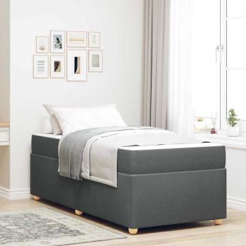 vidaXL Lovos rėmas su čiužiniu Tamsiai pilka 90 x 190 cm audinys