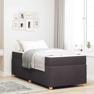 vidaXL Lovos rėmas su čiužiniu Tamsiai rudas 90 x 200 cm audinys