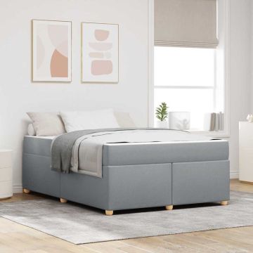 vidaXL Lovos rėmas su čiužiniu Šviesiai pilka 140 x 200 cm audinys