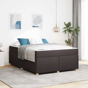 vidaXL Lovos rėmas su čiužiniu Tamsiai rudas 160 x 200 cm audinys