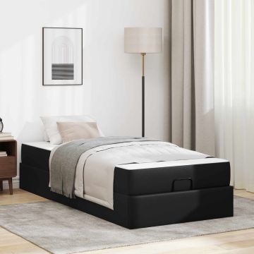 vidaXL Lovos rėmas su čiužiniu su čiužiniu 2 pcs Juoda PVC