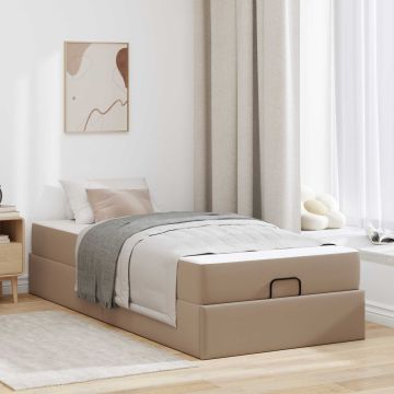 vidaXL Lovos rėmas su čiužiniu su čiužiniu 2 pcs Gelsvai ruda PVC