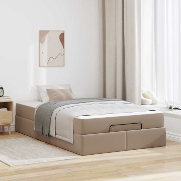 vidaXL Lovos rėmas su čiužiniu su čiužiniu 2 pcs Gelsvai ruda PVC