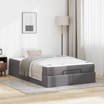 vidaXL Lovos rėmas su čiužiniu su čiužiniu 2 pcs Pilka PVC