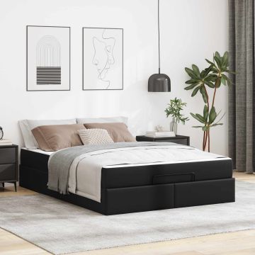 vidaXL Lovos rėmas su čiužiniu su čiužiniu 2 pcs Juoda PVC