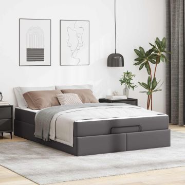 vidaXL Lovos rėmas su čiužiniu su čiužiniu 2 pcs Pilka PVC
