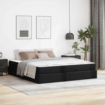 vidaXL Lovos rėmas su čiužiniu su čiužiniu 2 pcs Juoda PVC