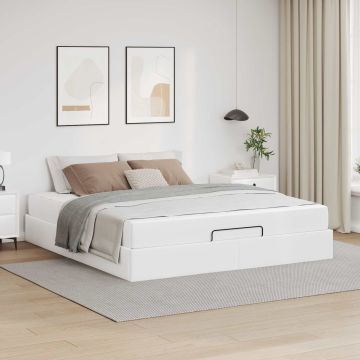 vidaXL Lovos rėmas su čiužiniu su čiužiniu 2 pcs Balta PVC