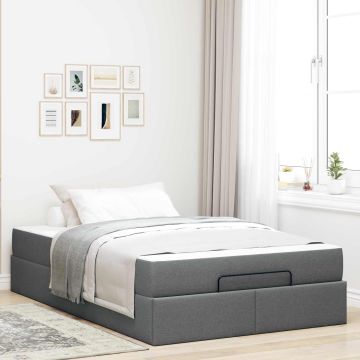 vidaXL Lovos rėmas su čiužiniu su čiužiniu 2 pcs Blanki pilka audinys