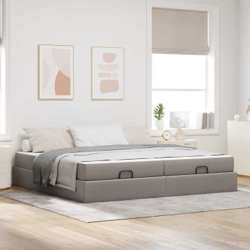 vidaXL Lovos rėmas su čiužiniu su čiužiniu 2 pcs Taupe audinys