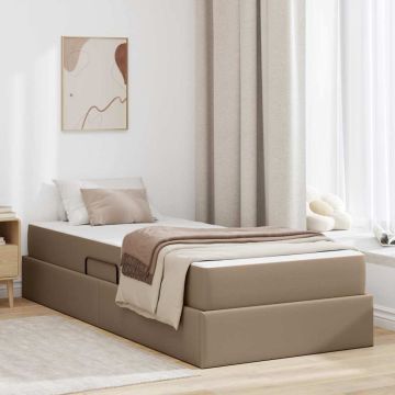 vidaXL Lova su daiktų laikymo vieta ir čiužiniu 2 pcs Kapučino Oda