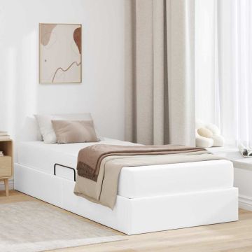 vidaXL Lova su daiktų laikymo vieta ir čiužiniu 2 pcs Balta Oda