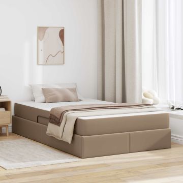 vidaXL Lova su daiktų laikymo vieta ir čiužiniu 2 pcs Kapučino Oda