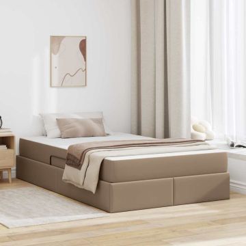 vidaXL Lova su daiktų laikymo vieta ir čiužiniu 2 pcs Kapučino Oda