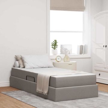 vidaXL Lova su daiktų laikymo vieta ir čiužiniu Taupe 90 x 190 cm