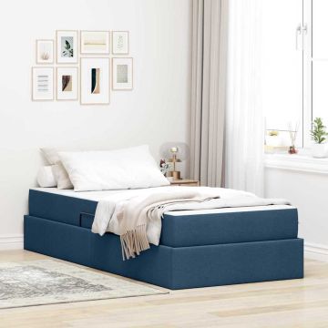 vidaXL Lova su daiktų laikymo vieta ir čiužiniu Mėlyna 90 x 190 cm