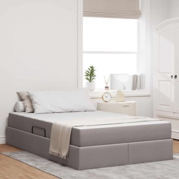 vidaXL Lova su daiktų laikymo vieta ir čiužiniu Taupe 120 x 190 cm
